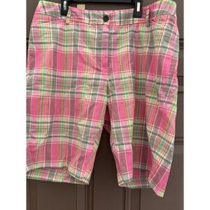 NWT Talbots Plus Pink Plaid Shorts 14W